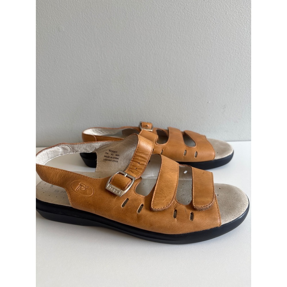Propet Women's 8.5 M Leather Fisherman Sandals Tan Brown Comfort Walking